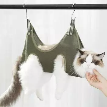 Гамак для ухода за собаками для ухода за когтями домашних животных Дышащая сетка Помощник по уходу за кошками и собаками с кусачками для когтей Идеально подходит для маленьких и средних домашних животных L зелёный