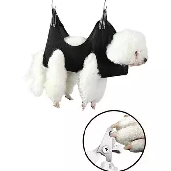 Гамак для ухода за собаками и кошками, фиксированная ванна, сумка для стрижки когтей, антицарапающая сумка для кошачьего тримминга, подвесная сумка для красоты для кошек, товары для домашних животных XS чёрный