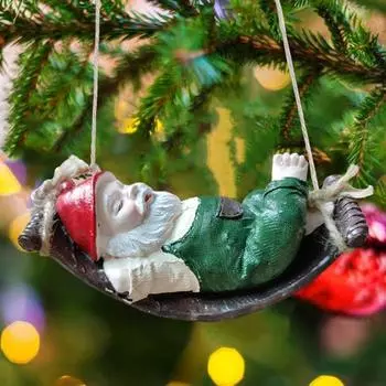 Гамак Гном Подвесное украшение для дома и улицы Садовый дворик Дерево Подвесные качели из смолы Гном Эльф Украшение Подвеска красный