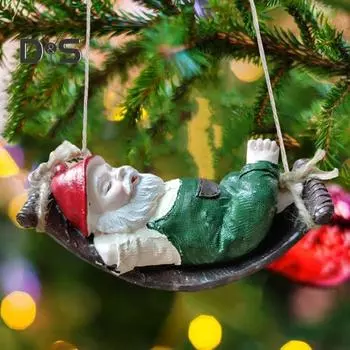 Гамак Гном Подвесное украшение для дома и улицы Садовый дворик Дерево Подвесные качели из смолы Гном Эльф Украшение Подвеска красный