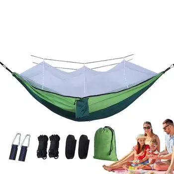 Гамак с сеткой для мух, портативный кемпинговый гамак, легкая кровать-гамак, прочное снаряжение для кемпинга на открытом воздухе