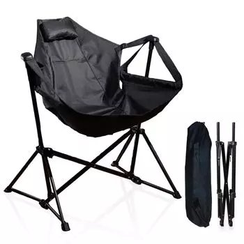 Гамак свободно стоящий качающийся черный Infinity подвесной качающийся регулируемый 30 секунд Включает в себя хранение Грузоподъемность 130 кг Кресло, Гамак, Кресло,