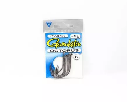 Gamakatsu 02415 Крючки Octopus NSB, размер 5/0, 6 штук в упаковке (5154)
