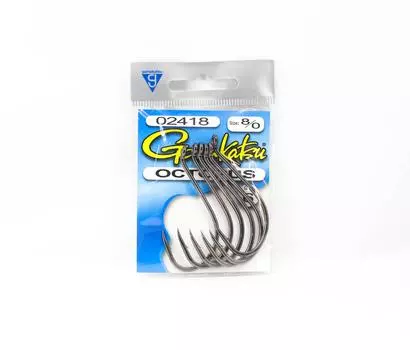 Gamakatsu 02418 Крючки Octopus NSB, размер 8/0, 6 штук в упаковке (5185)