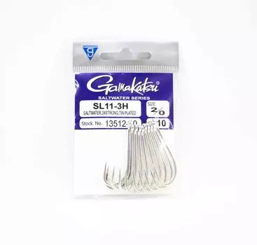 Gamakatsu 13512 SL11-3H Крючок для крупной дичи, луженый, размер 2/0, 10 шт./упак. (3463)
