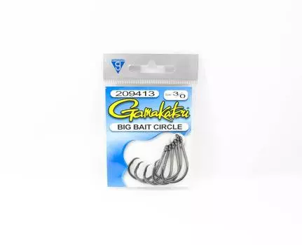 Gamakatsu 209413 Круглый крючок Big Bait NSB, размер 3/0, 6 штук в упаковке (1175)