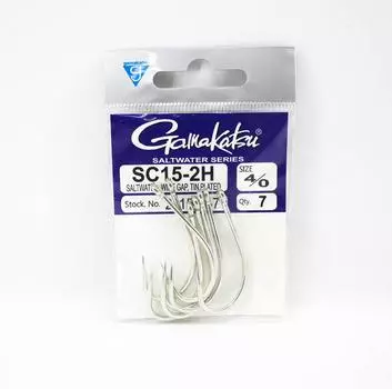 Gamakatsu 211514 SC15-2H луженый крючок с широким зазором, размер 4/0,7 шт./упак. (2738)