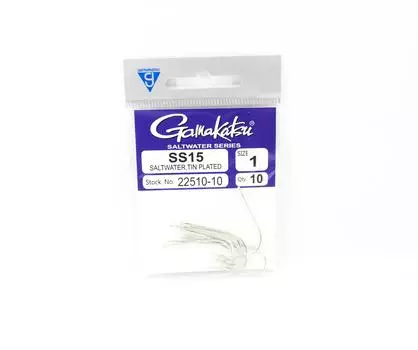 Gamakatsu 22510-10 SS15 луженый крючок для морской воды, размер 1, 10 шт./упаковка (3616)