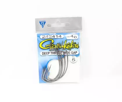 Gamakatsu 242414 Крючок-червяк с широким зиянием и глубоким горлом NSB, размер 4/0, 5 шт./упаковка (5715)
