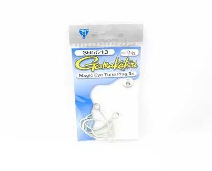 Gamakatsu 365513 Вилка для тунца, волшебные крючки для глаз, 3X, размер 3/0, 5 штук в упаковке (3069)