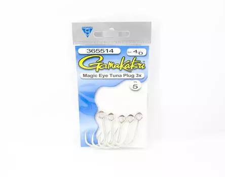 Gamakatsu 365514 Вилка для тунца, волшебные крючки для глаз, 3X, размер 4/0, 5 штук в упаковке (3076)