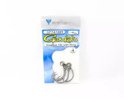 Gamakatsu 377416 Nautilus HD NSB с кольцом размером 6/0, 4 шт. в упаковке (3410)