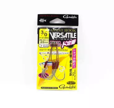 Gamakatsu 42726 GA-045 Вспомогательный крючок с фторсодержащим сердечником, размер 3/0, 25 мм (6498)
