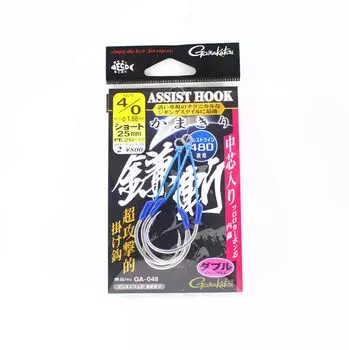 Gamakatsu 42749 GA-048 Крючок-помощник, короткий двойной, размер 4/0, 2,5 см (9209)