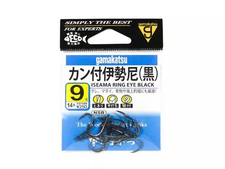 Gamakatsu 66074 Iseama Крючок с ушком-кольцом, черный, размер 9,14 В упаковке (9313)