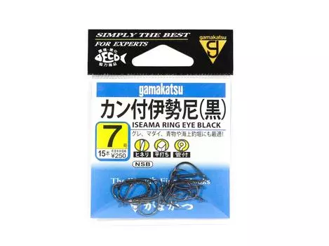 Gamakatsu 66074 Iseama Крючок с ушком-кольцом, черный, размер 7,15 В упаковке (9290)
