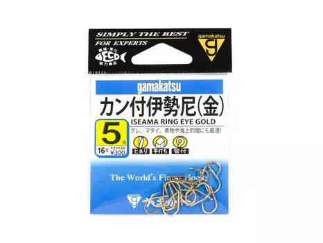 Gamakatsu 66075 Iseama Крючок с ушком-кольцом, золотистый, размер 5,16 В упаковке (9375)