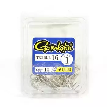 Gamakatsu 66233 Тройной крючок Тройной 16 для тяжелых условий эксплуатации, размер 1 (3611)