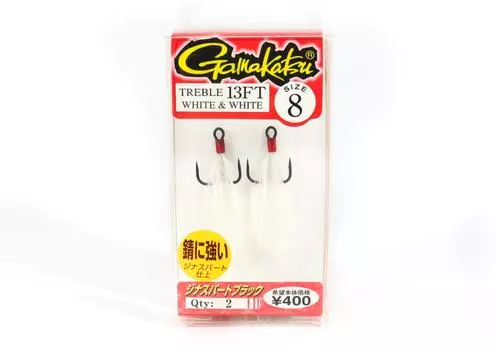 Gamakatsu 66255 Тройной крючок 13 футов Тип пера Белый Размер 8 (1286)