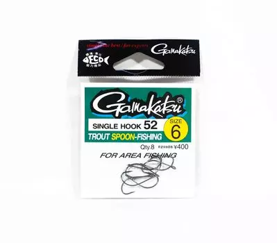 Gamakatsu 66257 Одинарный крючок 52 Блесна Крючок Размер 6 (1385)