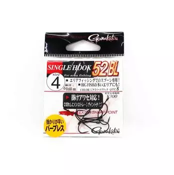 Gamakatsu 66495 Одинарный крючок 52 BL Крючок без бородки, размер 4 (5393)