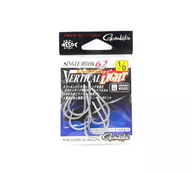 Gamakatsu 67320 Single 62 Вертикальный легкий джиговый крючок, размер 1/0 (5771)