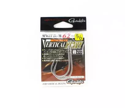 Gamakatsu 67506 Одинарный крючок 62 Вертикальный тяжелый крючок для джиггинга, размер 5/0 (9333)