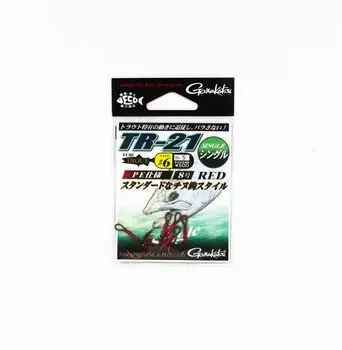 Gamakatsu 67510 TR-21 Одинарный штекерный крючок красный Размер 6,5 В упаковке (8413)