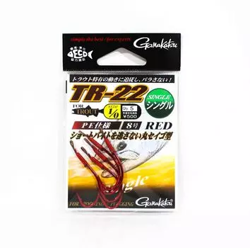 Gamakatsu 67532 TR-22 Крючок для ловли форели, одинарный, красный 1/0 (8970)