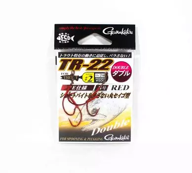 Gamakatsu 67601 TR-22 Крючок для форели с двойным затыканием, красный, размер 2 (9892)