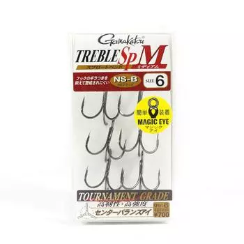 Gamakatsu 67813 Тройной крючок SP M Черный, размер 6 (2724)