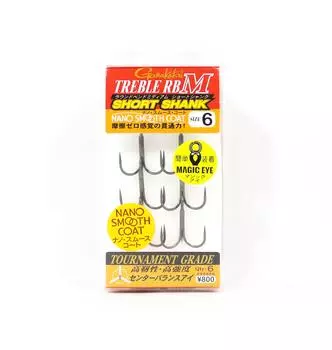 Gamakatsu 68535 Тройной крючок RB M с коротким стержнем Nano Coat, размер 6 (4496)