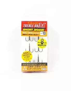 Gamakatsu 68535 Тройной крючок RB M с коротким стержнем Nano Coat, размер 10 (4472)
