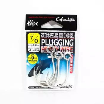 Gamakatsu 68574 Одинарный крючок для крепления толстого провода, размер 7/0 (7294)