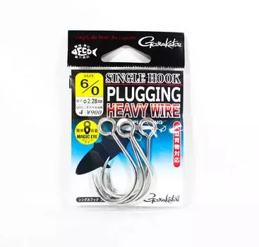 Gamakatsu 68574 Одинарный крючок для крепления толстой проволоки, размер 6/0 (7287)