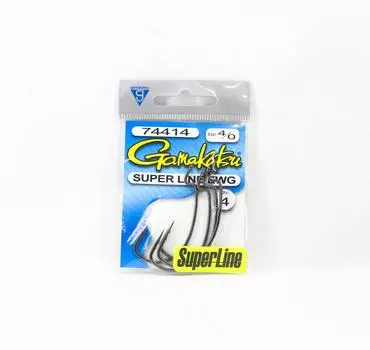 Gamakatsu 74414 Червячный смещенный Superline EWG NSB, размер 4/0, 4 шт. в упаковке (9565)