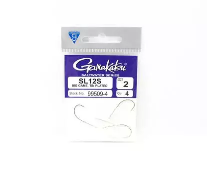 Gamakatsu 99509-4 SL12S луженый крючок для большой дичи, размер 2, 4 шт. в упаковке (1454)