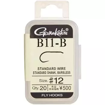 Gamakatsu Fly Hook B11-B No. 12 20 Pieces Flat Black 66653