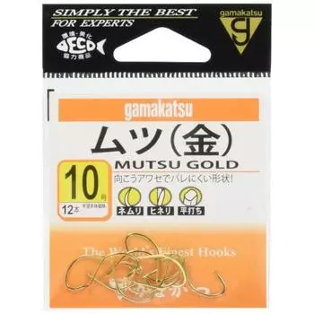 Gamakatsu Mutsu Hook Gold Нет. 10 Рыболовный крючок