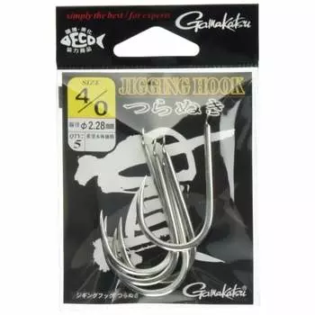 Gamakatsu Single Hook Jigging Крючок Нет. 4/0 5 шт. Серебро 68428