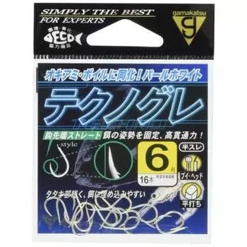 Gamakatsu Single Hook Technogre Нет. 6 16 шт. Жемчужно-белый 68292