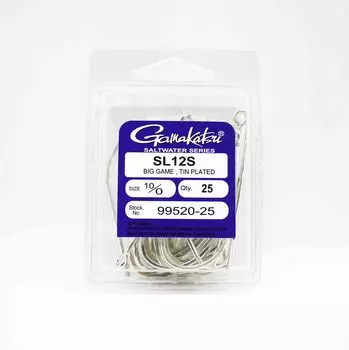 Gamakatsu SL12S луженый крючок для крупной дичи, размер 10/0, 25 штук в упаковке (6917)