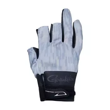 Gamakatsu Stretch Fishing Gloves (3 Pieces) GM7291 Geometric White L