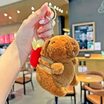 Гамбургер плюшевый кулон в виде животного забавный мультяшный брелок для ключей коричневый капибара брелок для ключей пара Style3