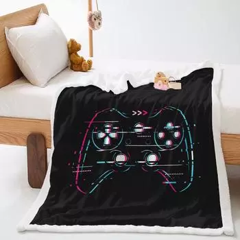 Game Console Model 3D Digital Printing Thickened Lamb Wool Crystal Fleece Blanket One Piece 120X90cm