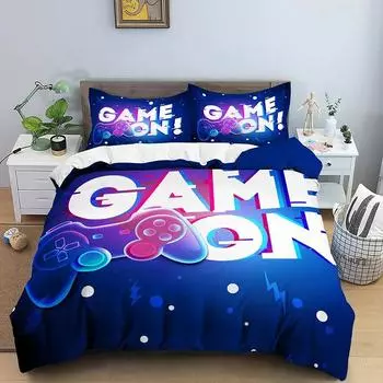Game Console Neon Contrast Color Handle Bedding Set Boys Girls Twin Queen Size Duvet Cover Pillowcase Bed Kids Adult 70x133cm 2pcs