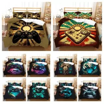 Game Console Printed Bedding Set Microfiber Teens Double Size Bed Set Cover Fashion Highend Home Bedclothes UK Single 135x200cm