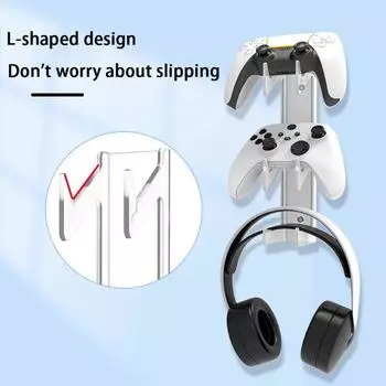 Game Controller Holder Headset Stand Universal Dual Controller Holder Headset and Controller Wall-Mounted Holder Acrylic Holder белый