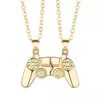 Game Controller Matching Neck Chain Friendship Gamepad Pendant Couple Necklace Girl Boys Gold
