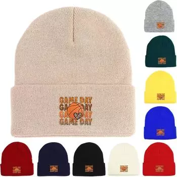GAME DAY Теплая вязаная шапка Beanie, Баскетбольные шапки Skullies Beanies Теплая шапка Cancer Chemo Simple Gorro Knit Hat Beanie as the picture белый